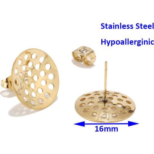 2019 New 6pcs/lot Gold Stainless Steel Round Base Earrings Post Pendant Connector For DIY Handmade Jewelry Accessories