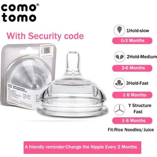 Original Comotomo Nipple For Comotomo Bottle Silicone Replacement Nipples for Ages 0-3Months 3-6 Months /6 Months Baby