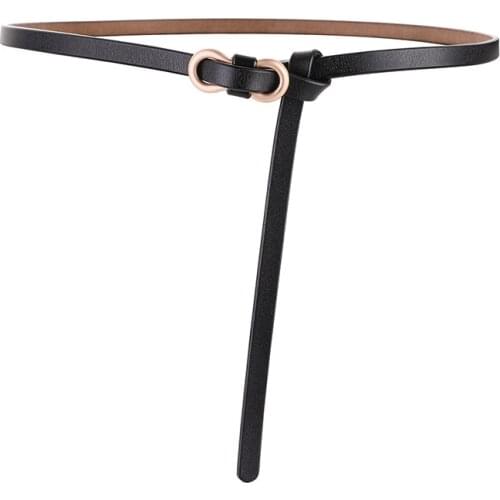 Cowhide New Style Metal Buckle Thin Belt Womens Decorative Dress Korean Fashion Style Matching Jeans Belt Simple Tren