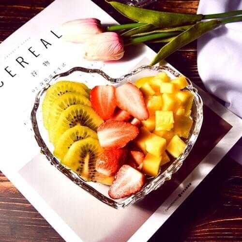 Creative Love Heart Shape Glass Plate Dessert Plate Snack Plate Jewelry Storage Tray Decorative Plate