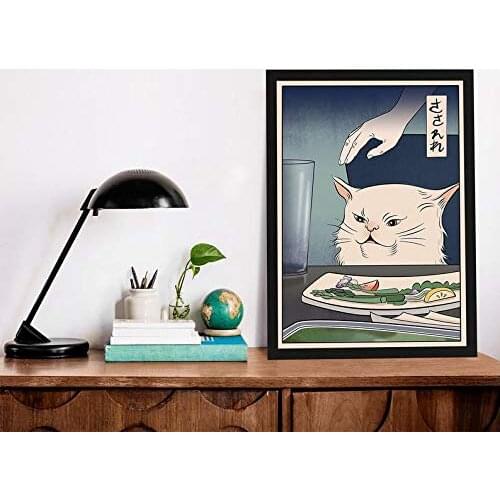 Vintage Tin Signs Funny Funny Smudge Cat Meme Metal Sign Cat Art Print Cat and Wine Art Cat Wall Decor Cat Sign Woman Yelling at