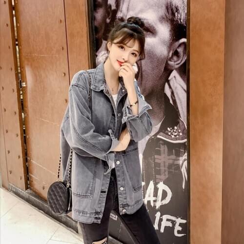 Spring 2020 new denim jacket womens loose Korean medium length versatile top coat