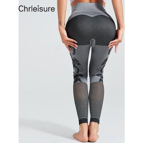 CHRLEISURE Women Seamless Leggings Fitness High Waist Camouflage Sexy Push Up Leggings Gym Mesh Workout Leggins Women Mujer