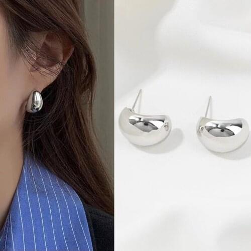 2021 New Silvery Pea Drop Earrings Korean Fashion Jewelry For Woman Simple Metal Set Accessories For Gothic Girls Party Gift