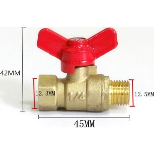 1/4" BSP Female to 1/4" BSP Male Thread Brass Ball Valve With Butterfly Handle PN 0.8 Mpa for Air Gas Water Fuel