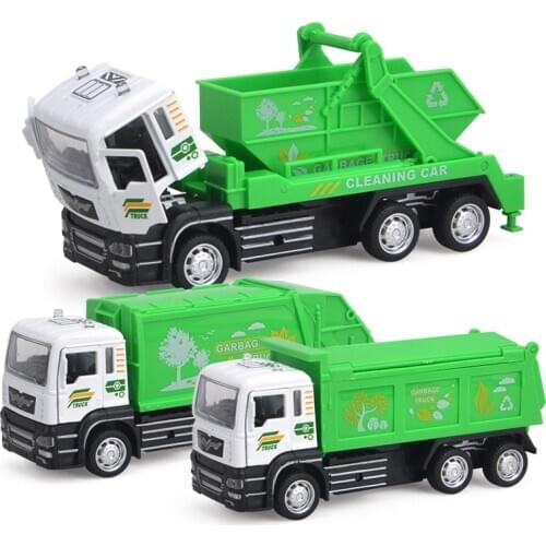 1:52 Simulation Metal Diecasts Sanitation Series Vehicles Modle Car Toy Pull Back Garbage Truck Birthday Gift for Children Y063