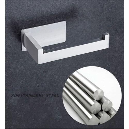 1PCS Bathroom Toilet Roll Paper Holder Towel Rack Cabinet Door Hook Self Adhesive Stainless Steel Kitchen Tissue Hanging Holder