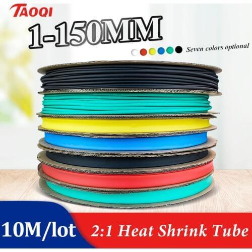 10 METER/LOT BLACK 1/2/3/4/5/6/8/10/10/12/14/16/18/20mm Heat Shrink Tubing Tube kit Insulation Tubing Wire Cable