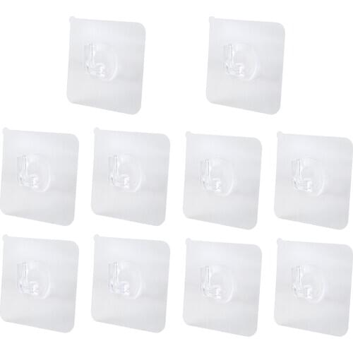 10pcs/set Transparent Seamless Hole-free Hooks For Bathroom, Kitchen And Bathroom Walls Powerful Hooks Magic Sticky Hooks