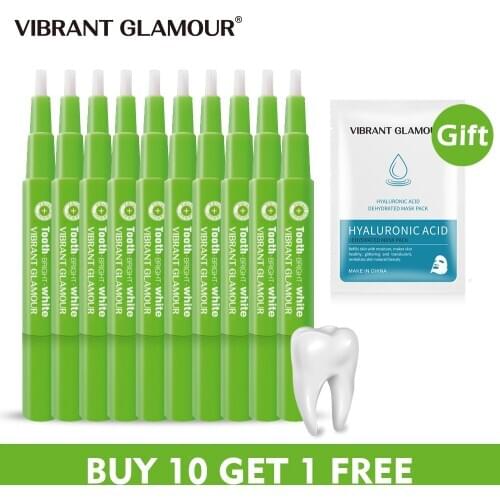 VIBRANT GLAMOUR 10Pcs Teeth Whitening Pen Cleaning Yellow Smoke Stains Brighten Reduce Sensitive Oral Care