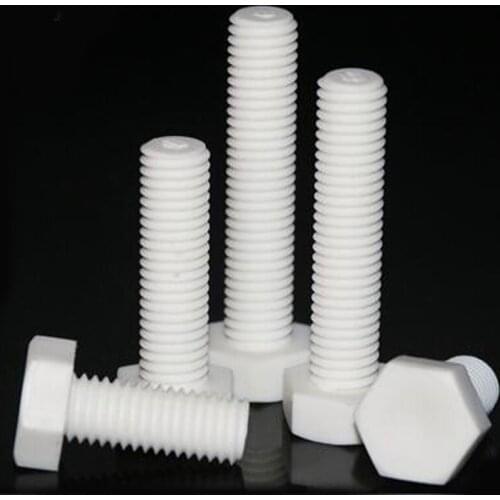 10Pcs M16 PP Outer Hexagonal Plastic Screw Acid Alkali Resistant Plastic Bolts Corrosion Resistant 45mm-65mm Thread length