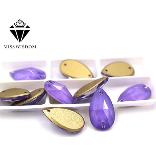 11X18mm flatback glass double hole crystal sew on rhinestones Teardrop Purple Lotus Mocha Flat buckle diy clothing accessories