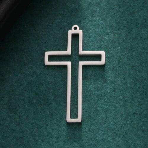 Eueavan 5pcs Stainless Steel Cross Charms Wholesale Vintage Hollow Cross Small Charms Pendants for Necklace DIY Jewelry Making