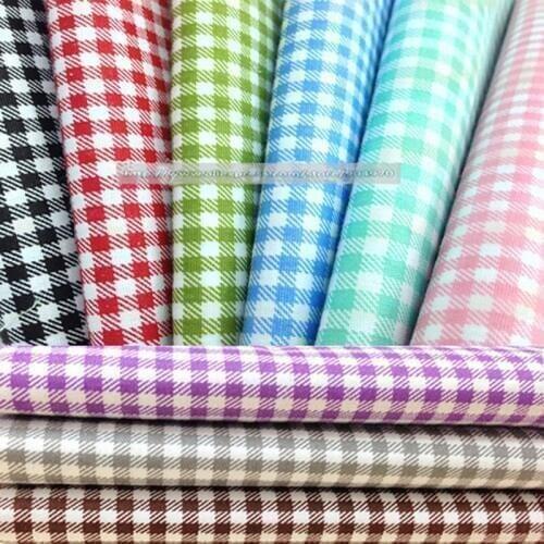 25cmX25cm 9pcs 100% Cotton Patchwork Printed home Textiles Breathable Dress Fabric for sewing Patchwork Checked PLAID Quilting