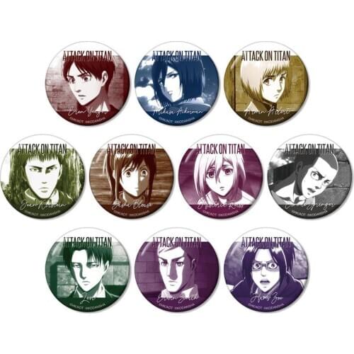 Attack on Titan Anime Erwin Smith Eren Levi Armin Arlelt Zoe Hange Hans Jean Kirstein Sasha Blouse Metal Badge Brooch Pins