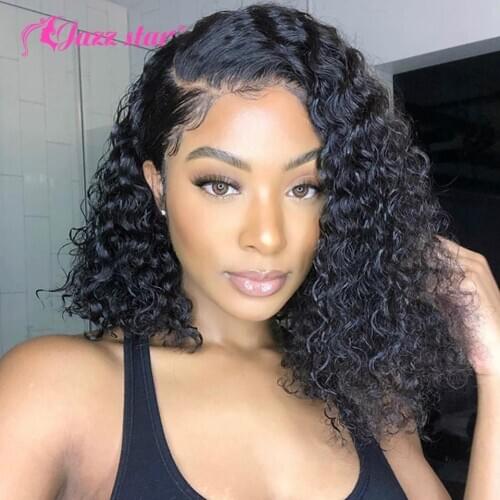 Brazilian Curly Human Hair Wig Bob Lace Front Wig 13x4 Lace Front Human Hair Wigs Pre plucked Non-Remy Perruque Cheveux Humain