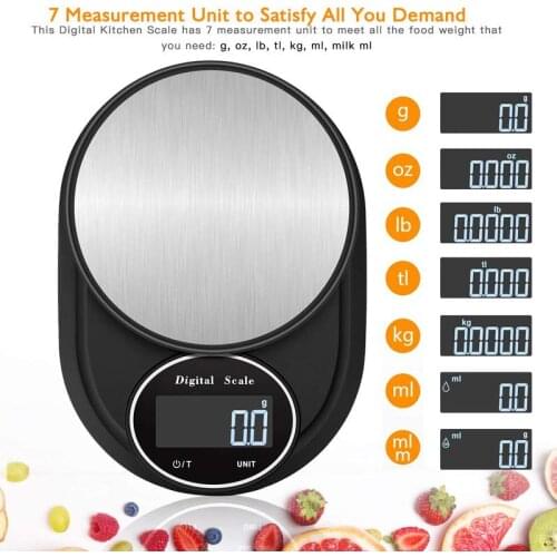 Digital Food Scale 5000g / 0.1g High Precision g / oz / lb / tl / kg / ml / milk