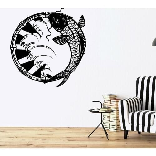 Koi Emblem Wall Decal Carp Fish Water River Fishing Bathroom Window Decor Nursery Kids Playing Room Vinyl Window Stickers Z709
