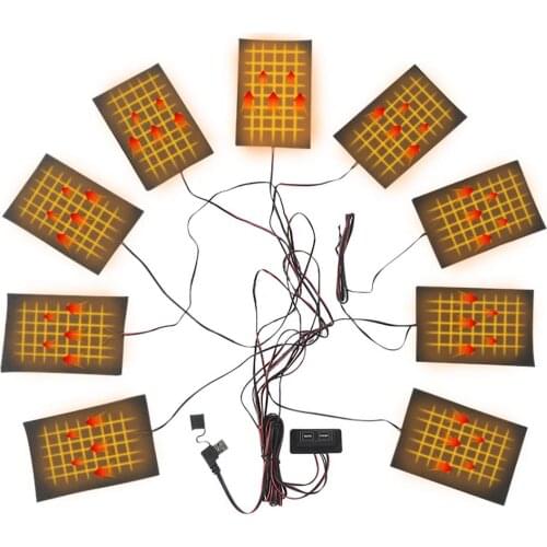 USB Electric Heated Jacket Heating Pad 9-in-1 USB Heating Mat Themal Warm Winter Heating Vest Pad For DIY Heated Clothing