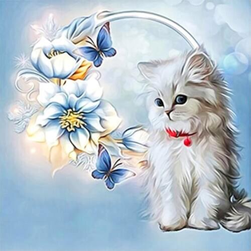 Kitten Flower Butterfly Diamond Painting Round Full Drill Nouveaute DIY Mosaic Embroidery 5D Cross Stitch Animal Cat Pattern
