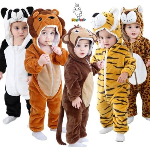 MICHLEY 0-2Y Baby Rompers Boy Girl Fox/monkey/tiger Clothes Toddler Cartoons Jumpsuit New Born Baby Animal Costume Jumpsuits