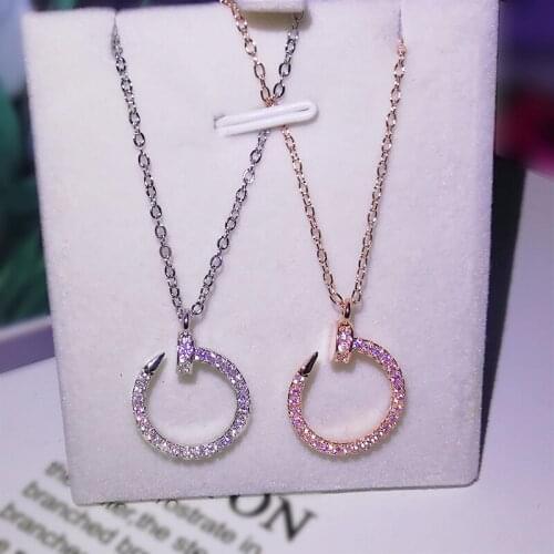 Brillian Korean Fashion Prickle Ring Womens Necklace AAA Cubic Zirconia Pendant O-chain Birthday Party Fashion Jewelry Gift