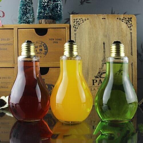 Creative Bulb Cocktail Bottle For Brief Fashion Cute Milk Juice Light Bulb Shape Leak-proof Glass Bottle Party Bottles