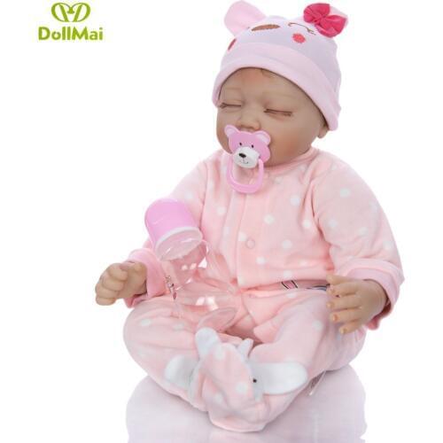 Baby reborn doll toys 22inch 55cm soft body silicone reborn dolls bebes reborn play house toys gift