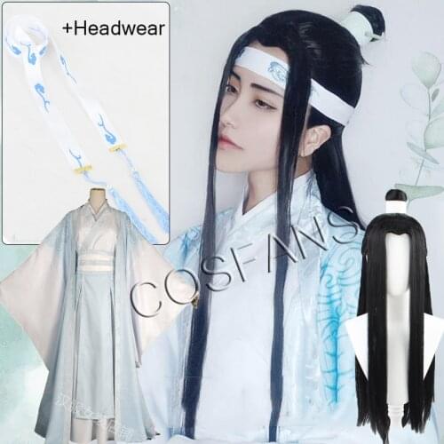 Lan Wangji cosplay Mo Dao Zu Shi Cosplay costume Lan zhan Wig shoes full set Grandmaster of Demonic Cultivation costumes Crown