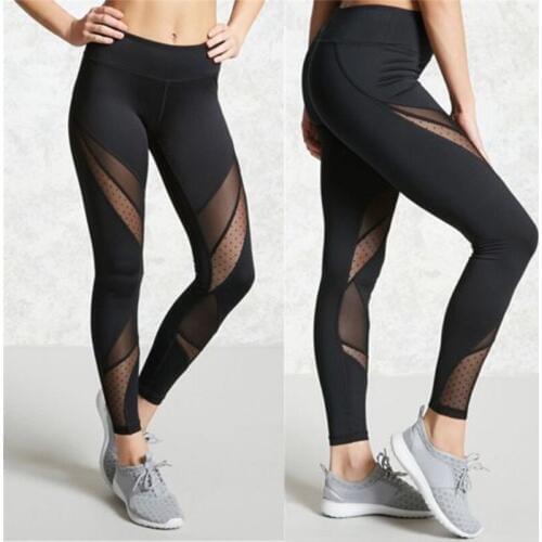 Hot Fashion Mesh Patchwork Leggings Women Leggins Female Elastic Pant Capri Women Fitness Leggings Black