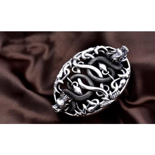 925 Sterling Silver dragon mens belt buckle buckles DIY accessory hiphop A1198