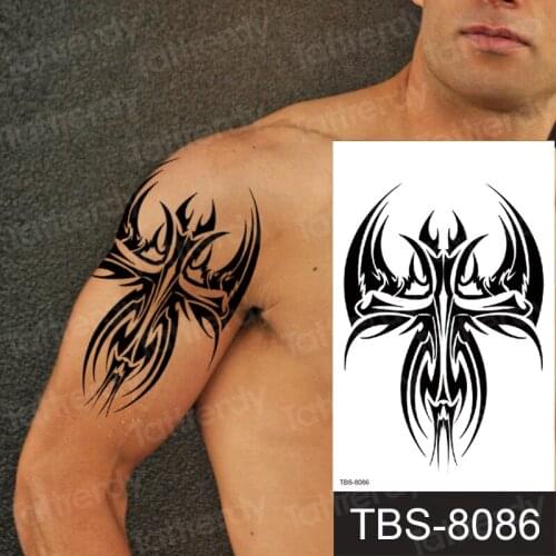 Men shoulder tattoos black henna machine tribal mens chest tattoos sexy tattoo temporary arm sleeve waterproof fake water tattoo