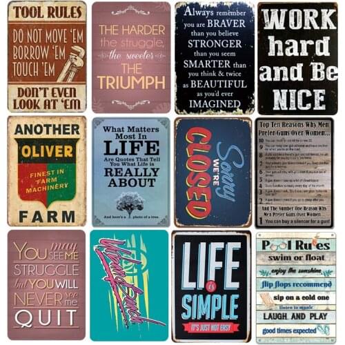 Bar Pub Cafe Wall Decor Creative Art Plate Poster Decor Metal Tin Sign Funny Text Words Metal Signs Retro Rust Tinplate Painting