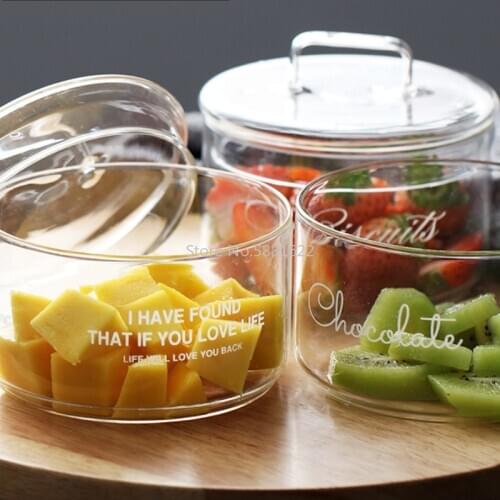 New Simplicity Household Fruit Bowl with Lid Heat-resistant Transparent Soup Round Creative Cute
