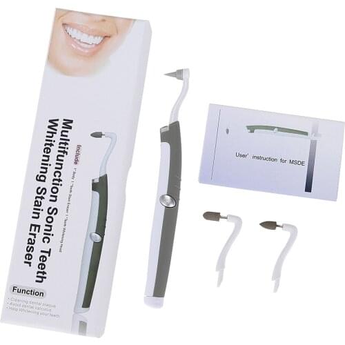Oral Hygiene Care Sonic Portable LED Dental Tool Kit Tooth Stain Eraser Plaque Remover 3 Heads