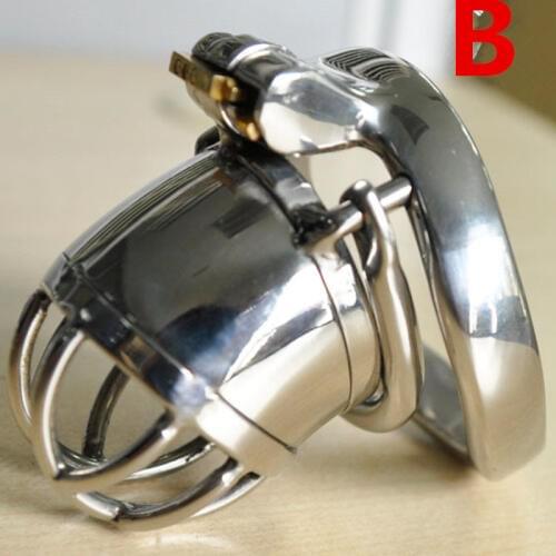 Penis Captivity Cage Chastity Devices with Anti Off Ring Stainless Steel Chastity Lock Bondage Restraint Kit BDSM for Men G198