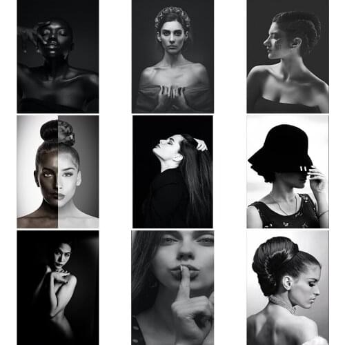 Vogue Posters and Prints Black and White Nordic Style Canvas Painting Portraits Black Art Poster Wall Home Decor