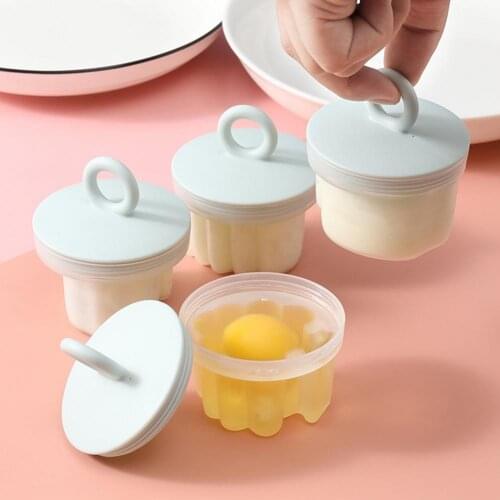 Practical 4 Pcs/Set Cute Egg Poacher Plastic Egg Boiler Kitchen Egg Cooker Tools Egg Mold Form Maker With Lid Brush