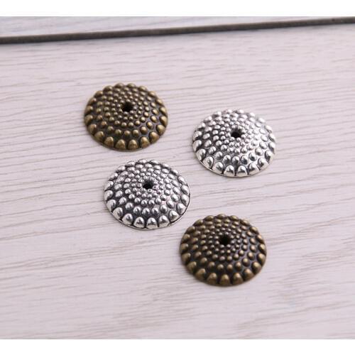 SWEET BELL 40pcs 4*16*16mm Two Color Bead Caps Charm Hollow Round Pendants Jewelry Accessories DIY Receptacle Charms