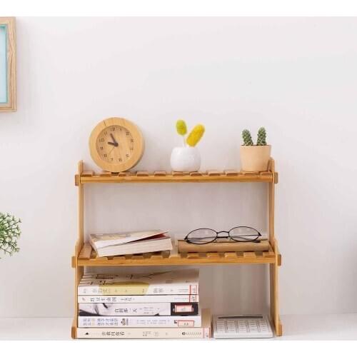 Bamboo Storage Rack Home Kitchen Spice Seasoning Rack Decoration Organizer Shelf Home Desktop Racks 2 Layers Bamboo Storage