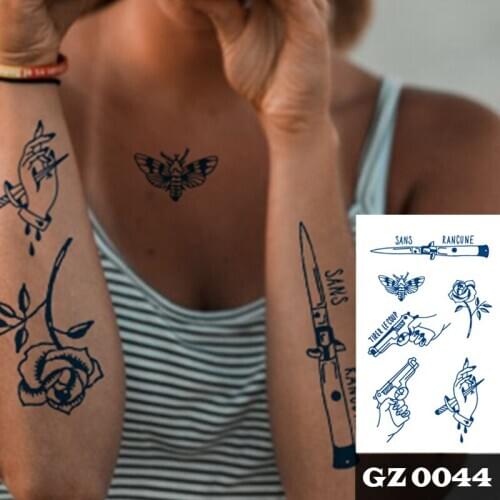 1Pcs Bee Pistol Image Totem Juice Ink Tattoos Body Art Waterproof Temporary Tattoo Sticker For Men Women
