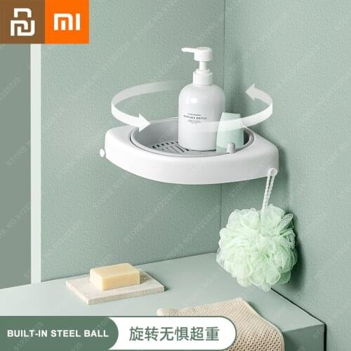 Xiaomi Toilet Rack Rotatable Bathroom Bathroom Vanity Triangle Storage Rack Wall Mounted Perforation Free Storage Tools Youpin