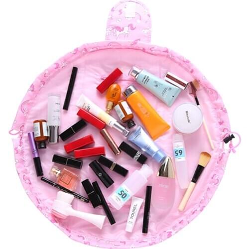 Women Drawstring Travel Cosmetic Bag Makeup Bag Organizer Make Cosmetic bag Case Storage Pouch Toiletry Beauty Kit Box