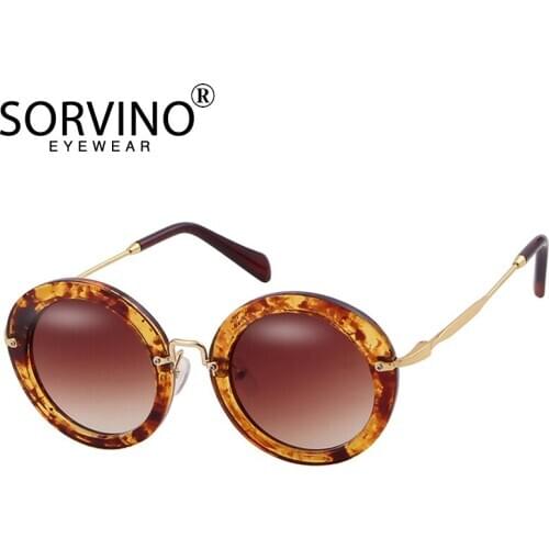 SORVINO Vintage Luxury Brand Round Sunglasses Women 2020 Designer Fashion Festival 90s Big Circle Black Sun Glasses Shades P403