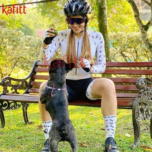 Kafeet new womens triathlon long-sleeved cycling suit outdoor sportswear jumpsuit racing overalls cycling suit white
