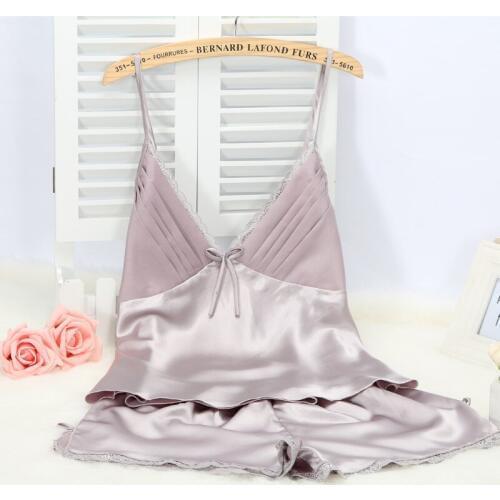 Two Pieces womens Pajamas Set Free Shipping 2016 Summer Nightwear Tops + Short Pants Sleep Wear Sexy Sleeveless Sleep Suits