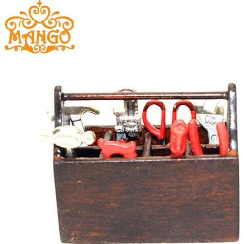 1:12 Dollhouse Miniature Toy 8-pc metal household tools set w/wood box Free Shipping