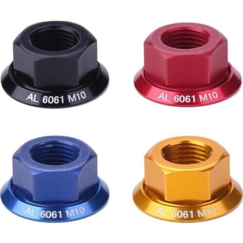 1pc Bicycle Drum Hub Nuts M10 Fixed Gear MTB Road Folding Bike Screw Bolt Front wheel rear wheel Screw cap Aluminum alloy