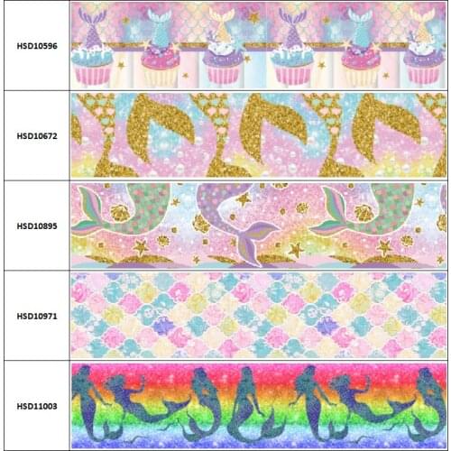 10yard New Arrival Colorful Dancer MermaidCarton Printed Grosgrain Ribbon Accessory Hairbow Headwear Decoration DIY 38MM 75MM