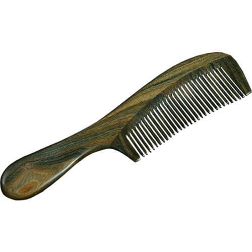 100% Natural Genuine Brazil Green Sandalwood Handmade Long-handled wooden comb natural wood health care hair comb antistatic